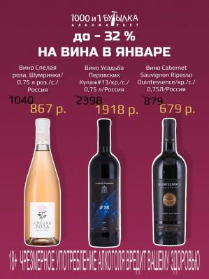 До - 32% на вина в январе 